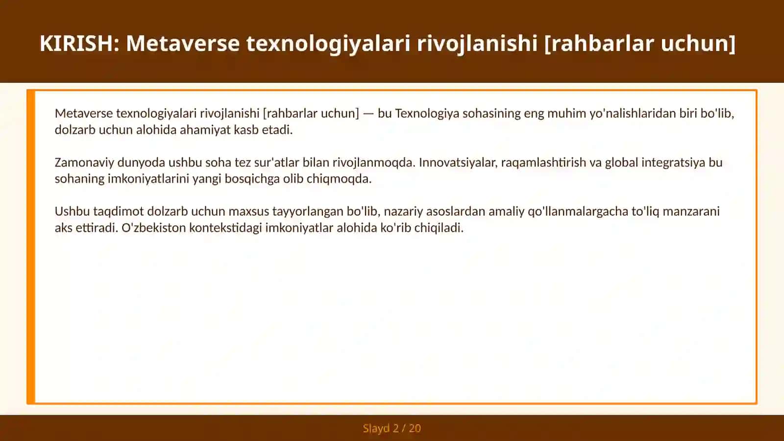Metaverse texnologiyalari rivojlanishi [rahbarlar uchun] 2
