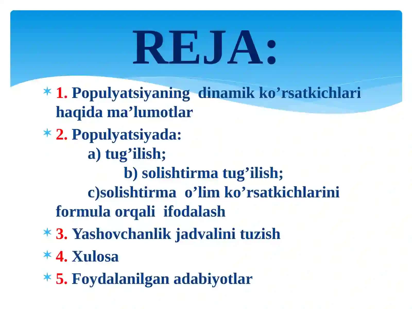 YASHOVCHANLIK JADVALINI TUZISH 2
