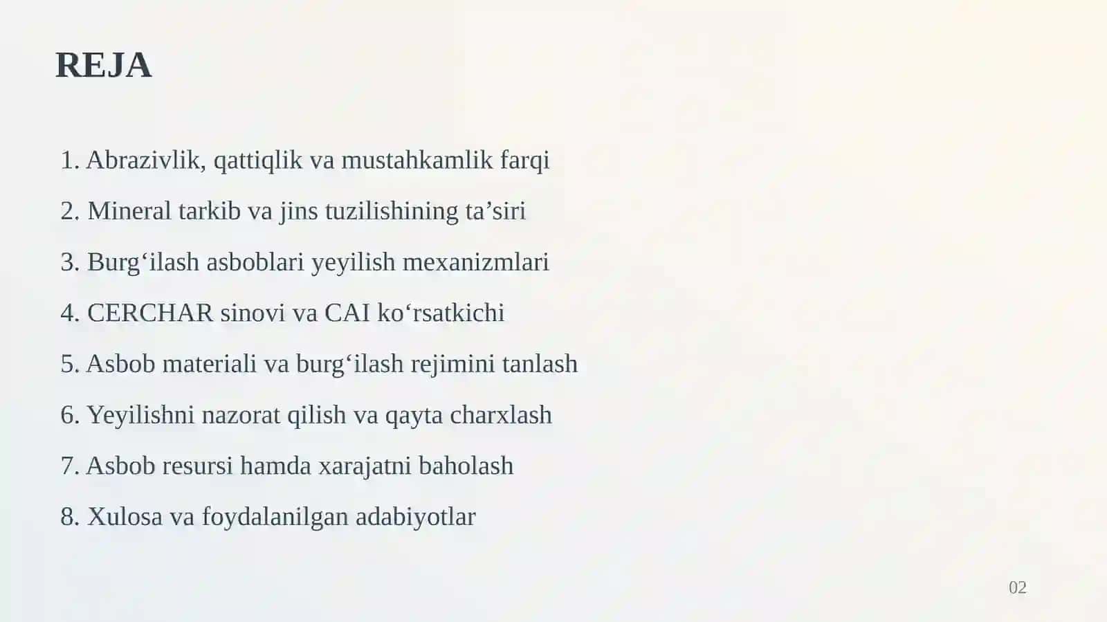 Tog‘ jinslarining abrazivligi 2