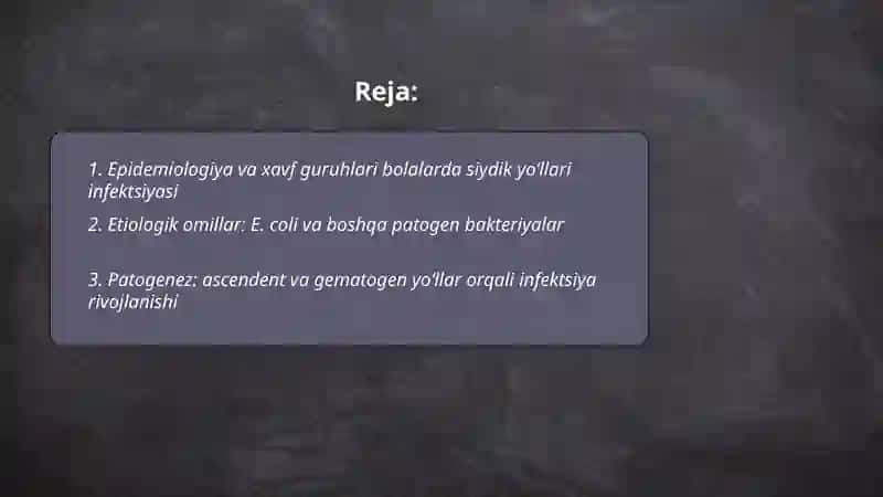 Bolalarda siydik yoʻllari infeksiyasi: sistit va piyelonefrit 2