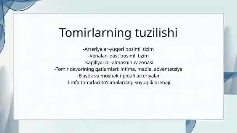 Qon tomir patologiyasi. Tomir anomaliyalari. Gipertenziya 2