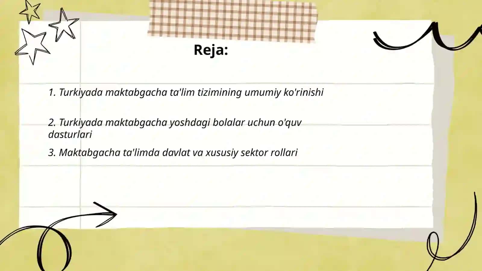 Turkiya maktabgacha ta'lim tizimi va unda ta'lim dasturlari bajarilishi 2