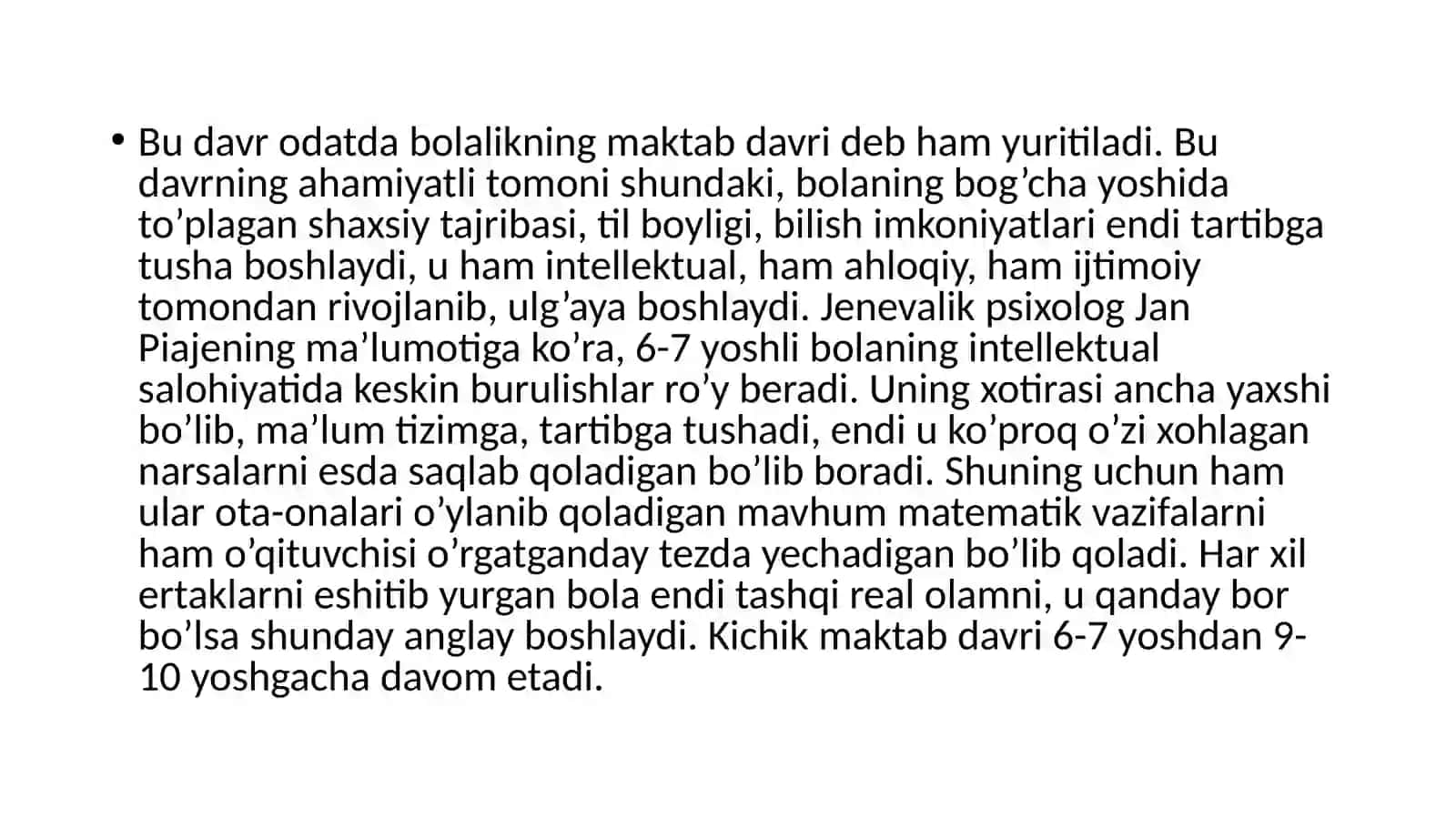 Kichik maktab yoshi davrida bolaning rivojlanish xususiyatlari 2