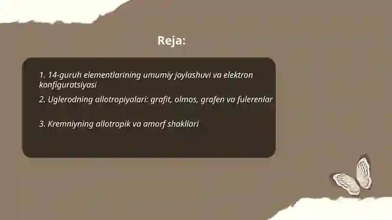 14-guruh elementlari. Uglerod va kremniy ularning birikmalari va xossalari 2