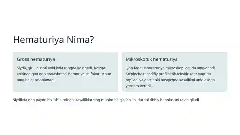 Hematuriya Sindromi: Urologik Kelib Chiqishi 2