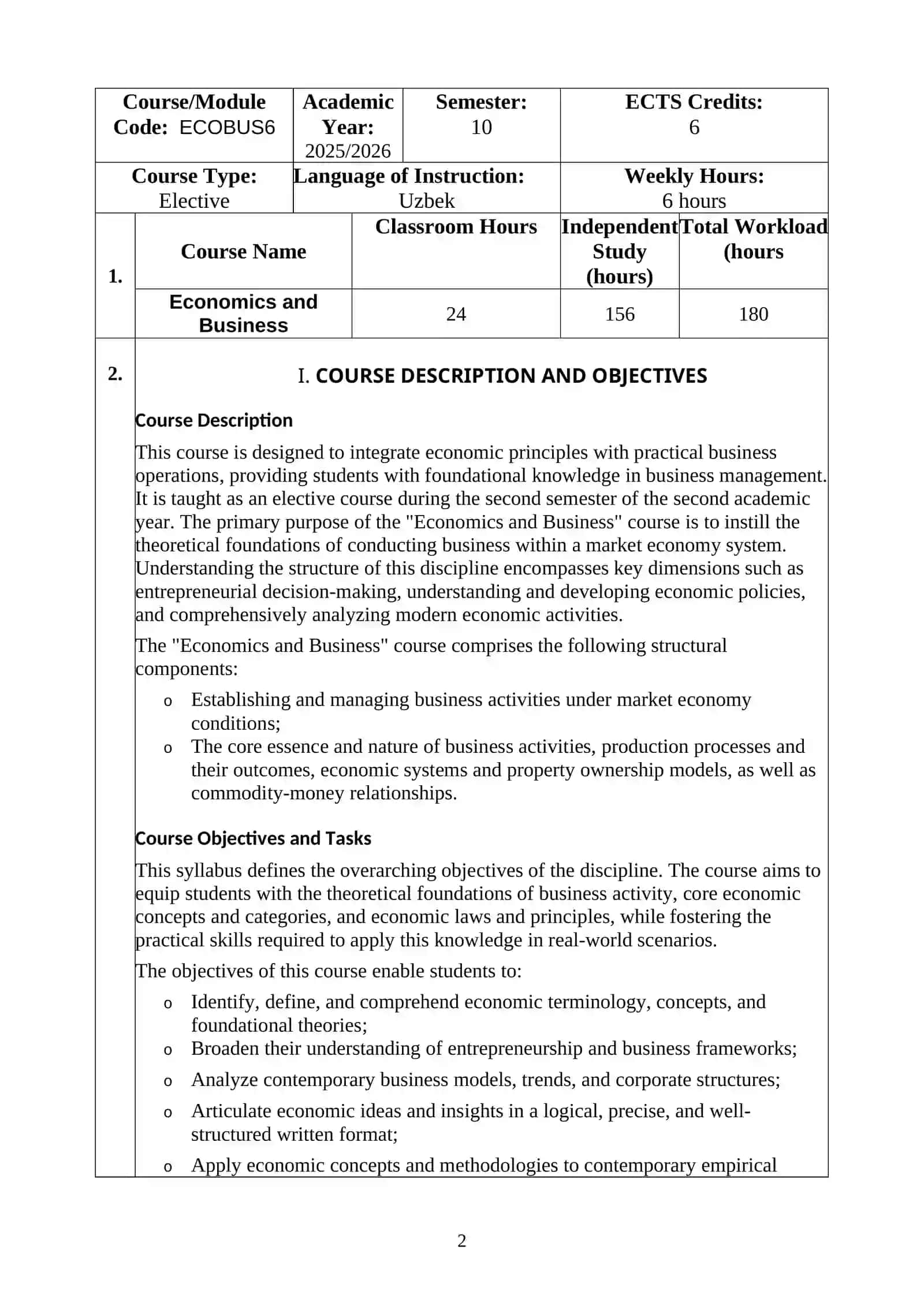 ECONOMICS AND BUSINESS 2
