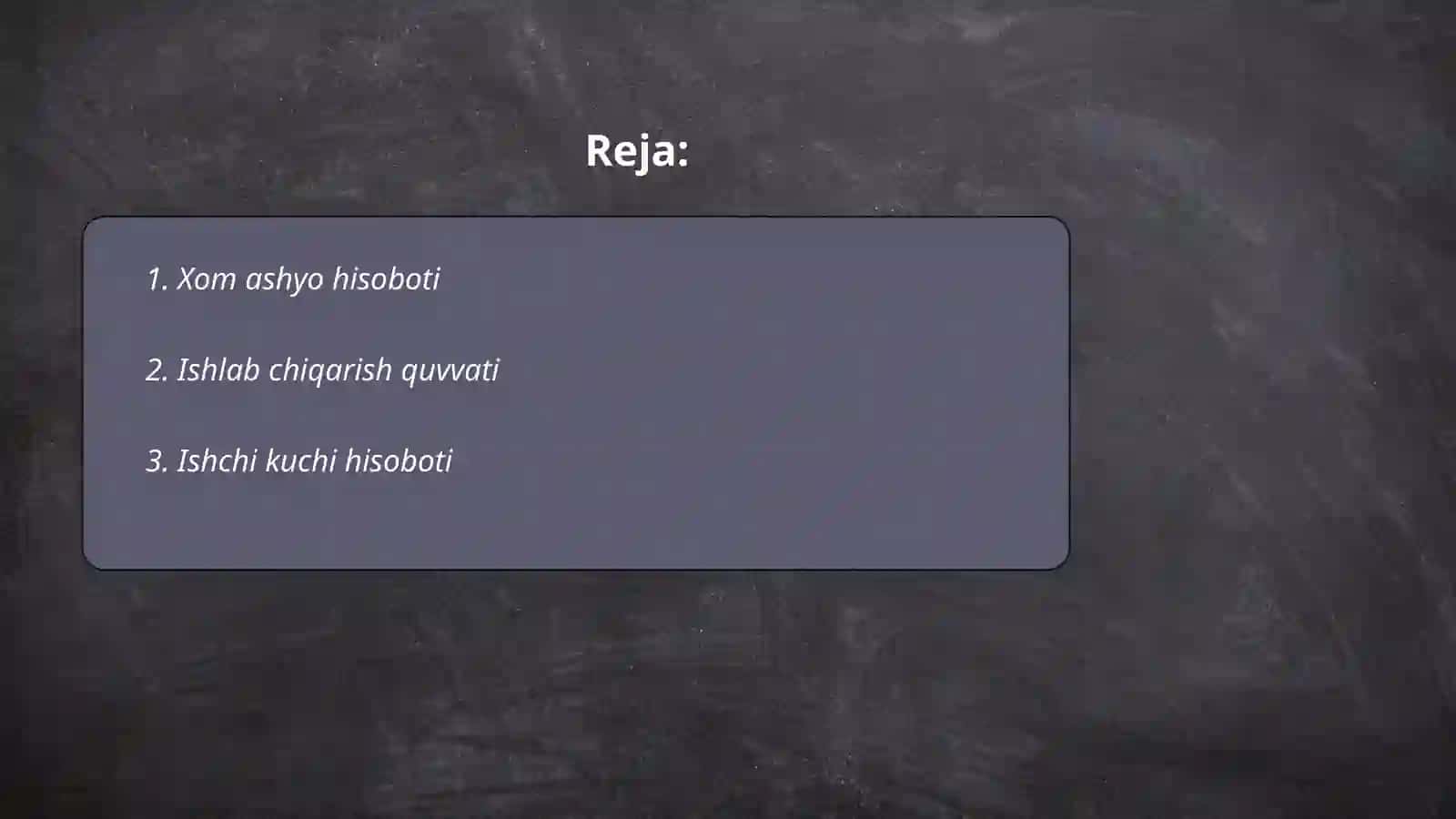 Ishlab chiqarish jarayoni hisobi 2