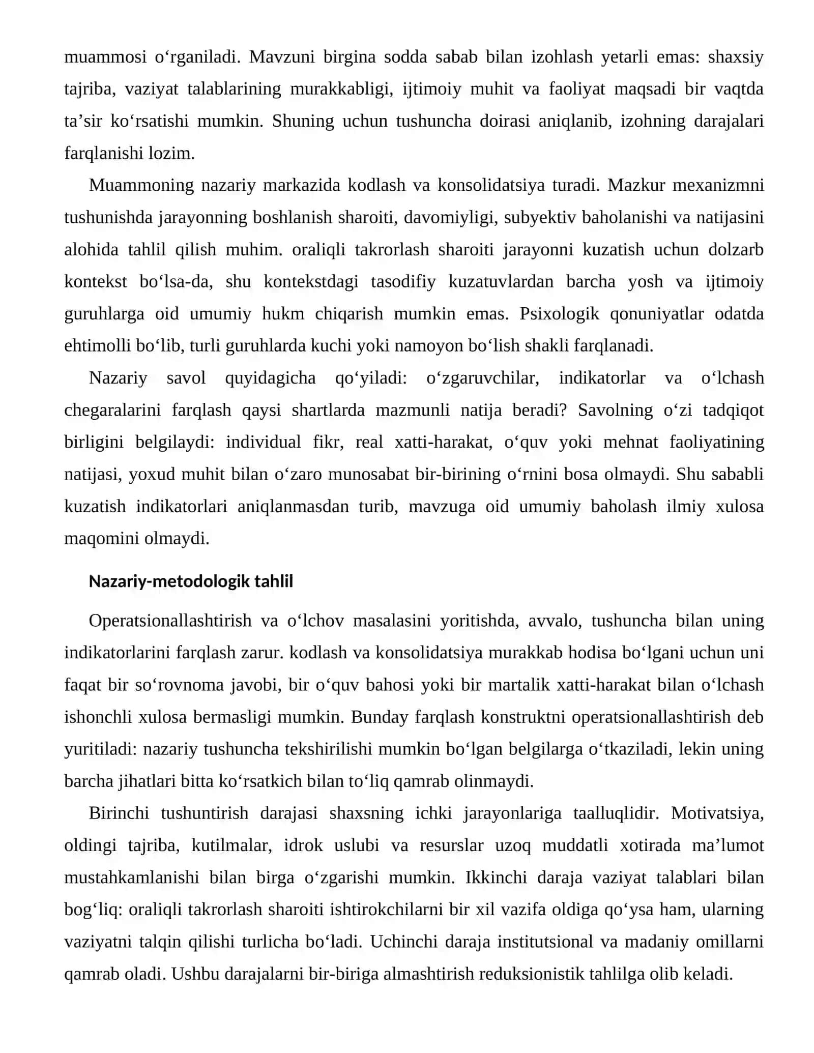 Uzoq muddatli xotirada ma’lumot mustahkamlanishi — baholash va diagnostika masalalari 2