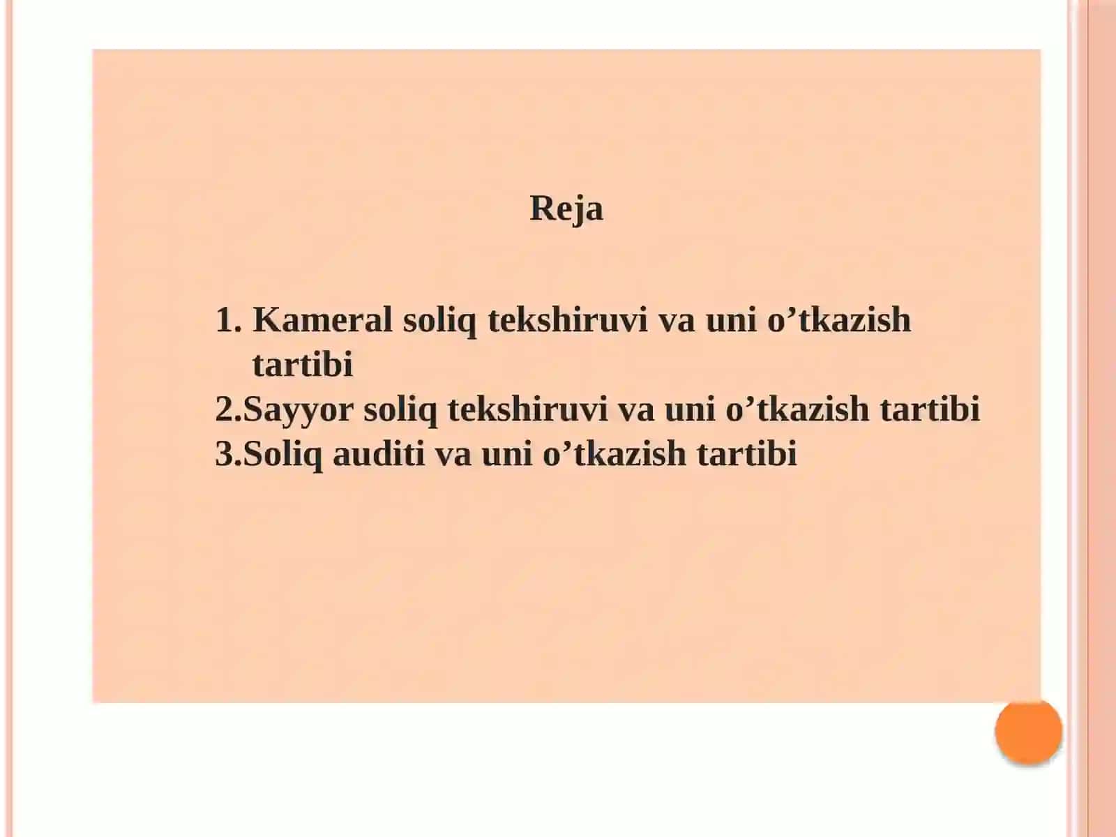 Soliq tekshiruvi. Soliq tekshiruvi tashkil qilish 2