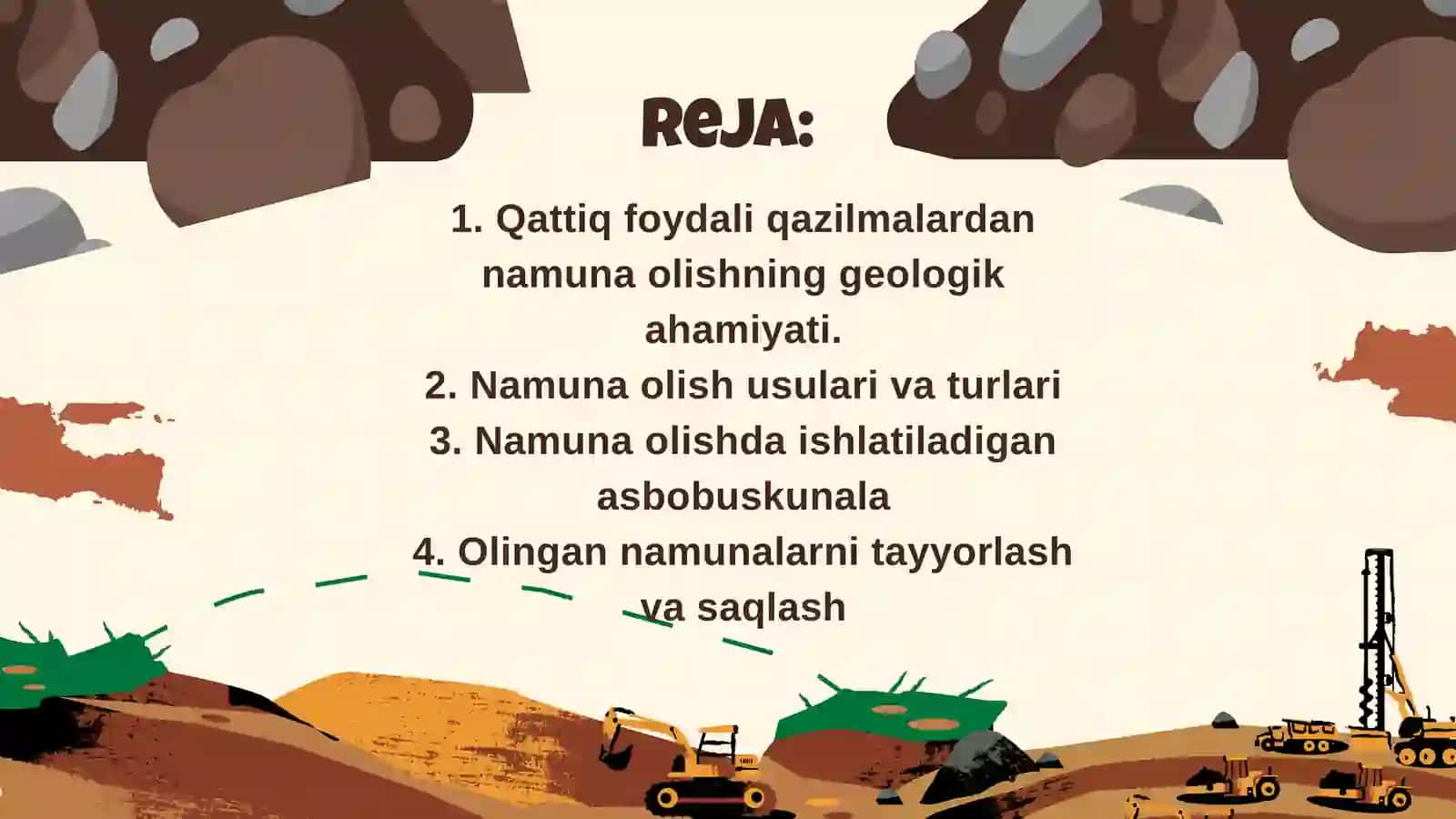 Qattiq foydali qazilmalardan namuna olish turlari 2