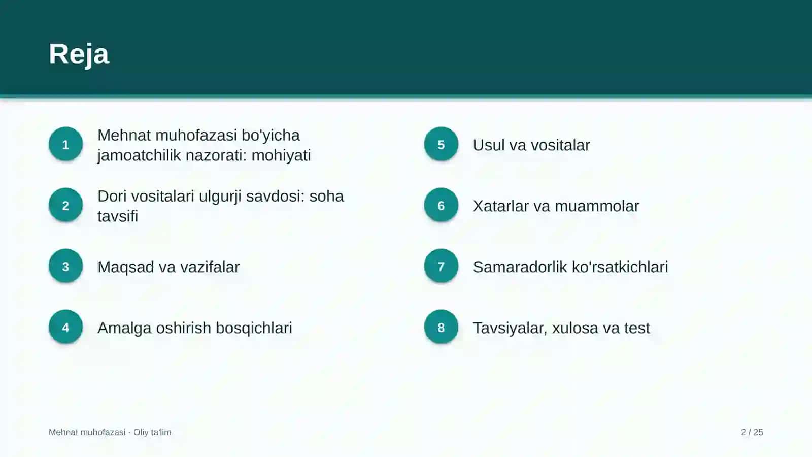 Dori vositalari ulgurji savdosida mehnat muhofazasi bo'yicha jamoatchilik nazorati 2