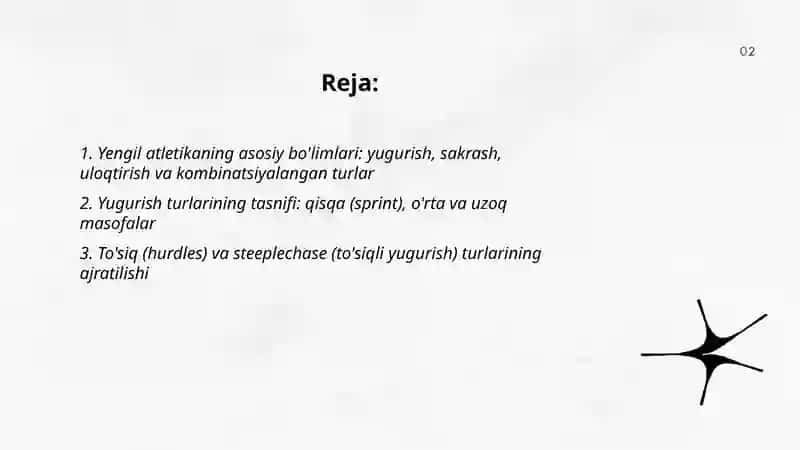 Yengil atletika boʻlimlari va ularning turkumlanishi 2