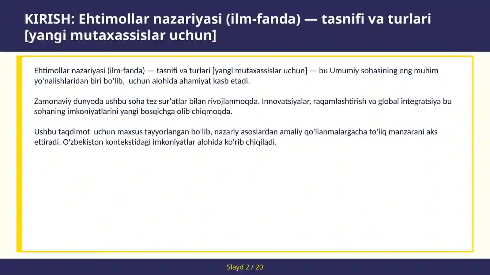 Ehtimollar nazariyasi (ilm-fanda) — tasnifi va turlari [yangi mutaxassislar uchun] 2