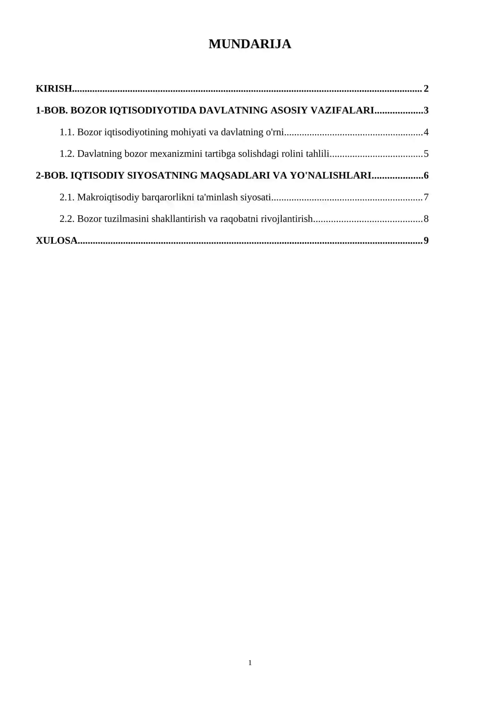 Bozor iqtisodiyoti sharoitida davlatning vazifalari va iqtisodiy siyosatining maqsadlari 2