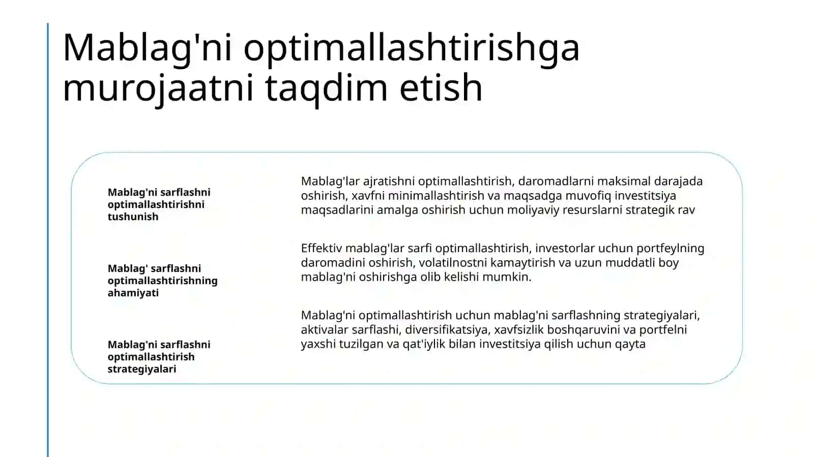 Mablag' egasining o'z mablag'ini sarflash yo'nalishini moumosi 2