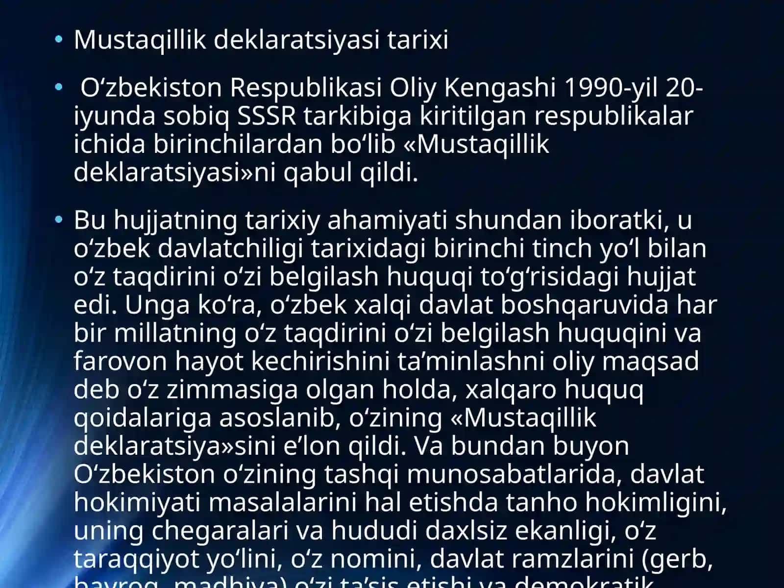 Mustaqillik deklaratsiyasi tarixi 2