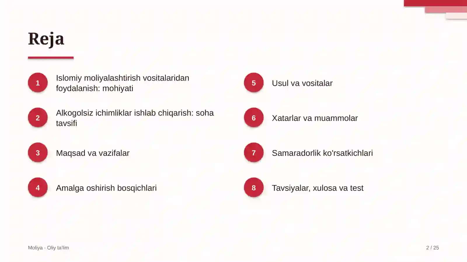 Alkogolsiz ichimliklar ishlab chiqarishda islomiy moliyalashtirish vositalaridan foydalanish 2