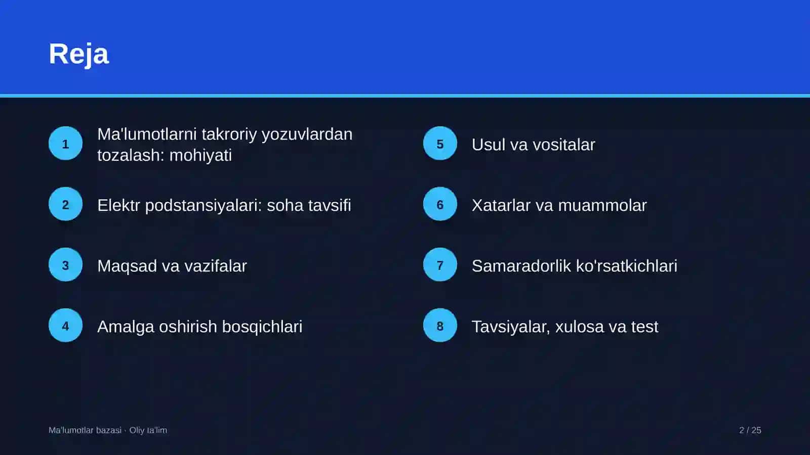 Elektr podstansiyalarida ma'lumotlarni takroriy yozuvlardan tozalash 2