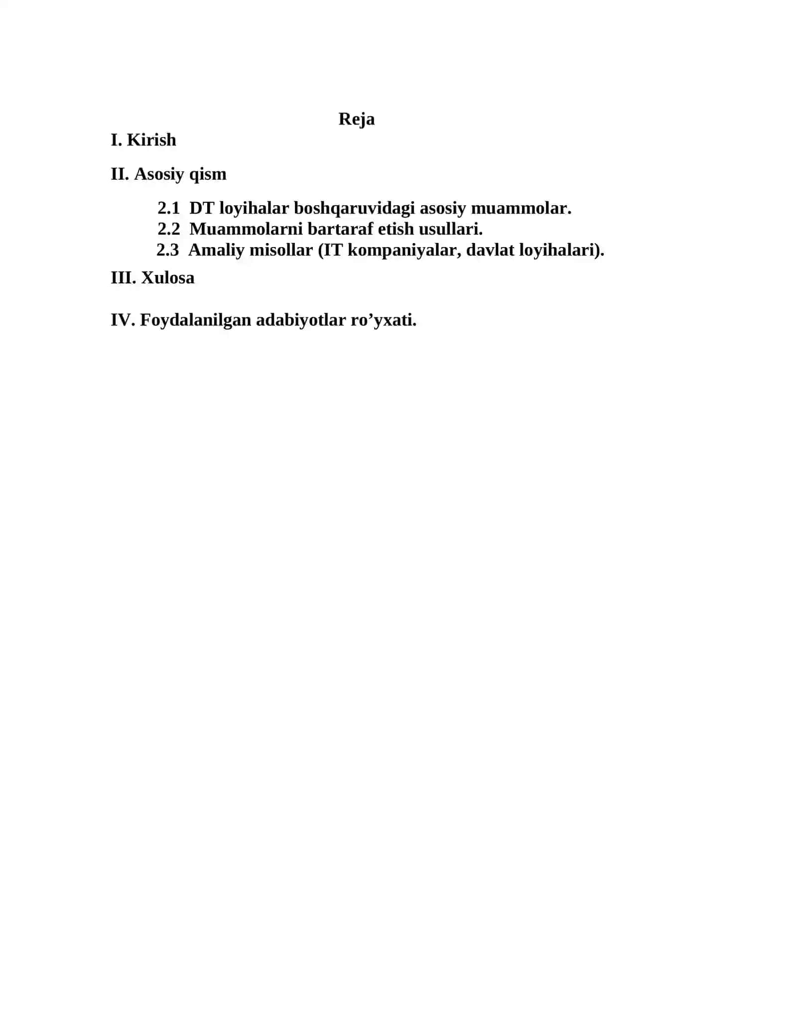 DT loyihalarini boshqarish 2