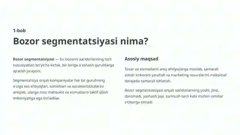 Bozor segmentatsiyasi 2