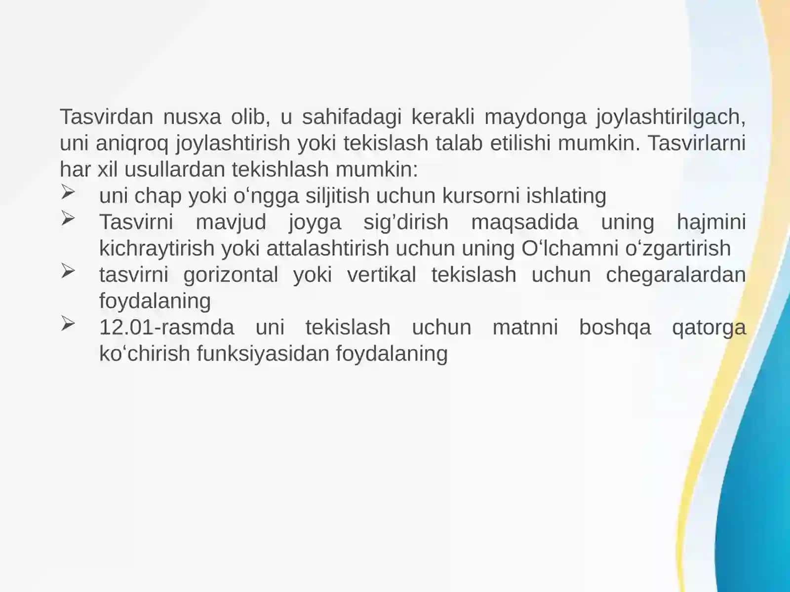 Tasvirlarni joylashtirish va tahrirlash 2