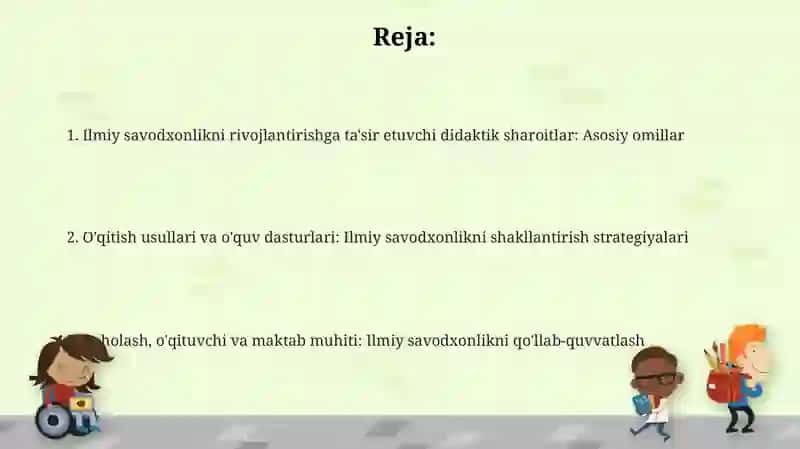 Ilmiy savodxonlikning rivojlanishiga ta'sir etuvchi didaktik shart-sharoitlar 2