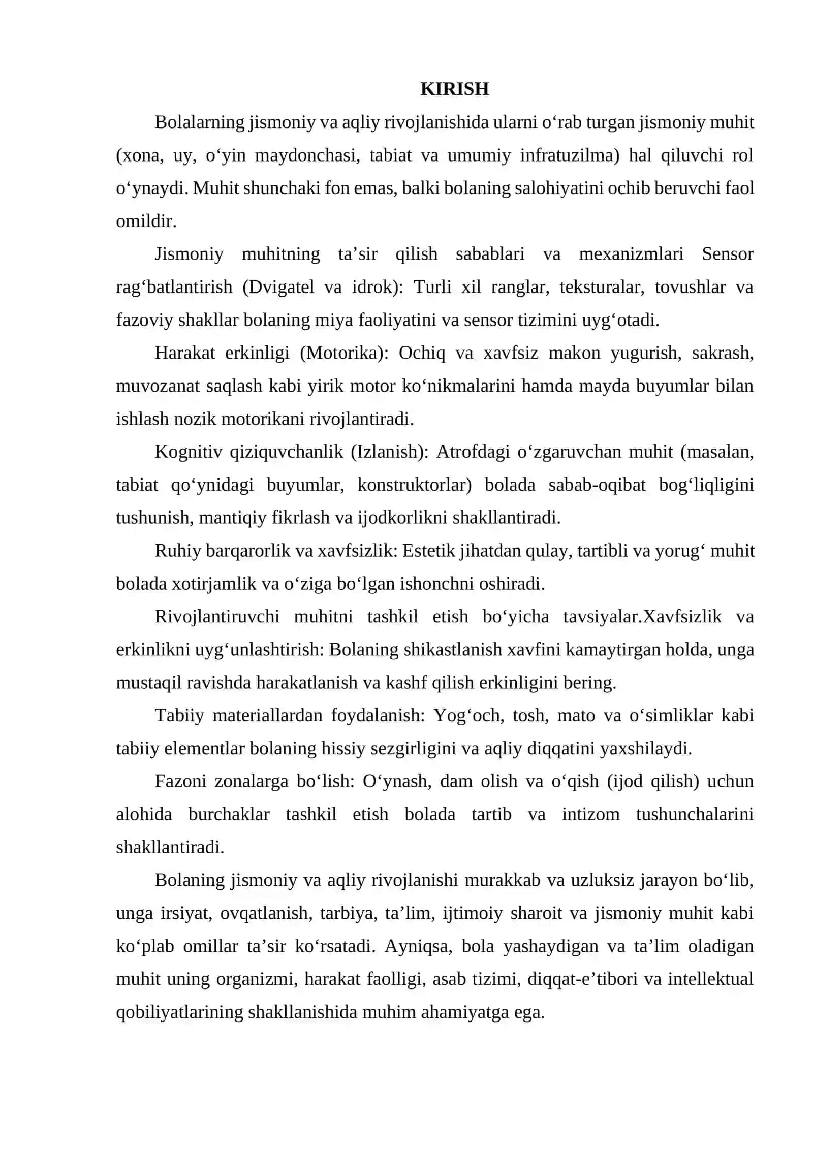 BOLALARNING JISMONIY VA AQLIY RIVOJLANISHIGA JISMONIY MUHITNING TAʼSIRI VA SABABLARINI YORITIB BERISH 2