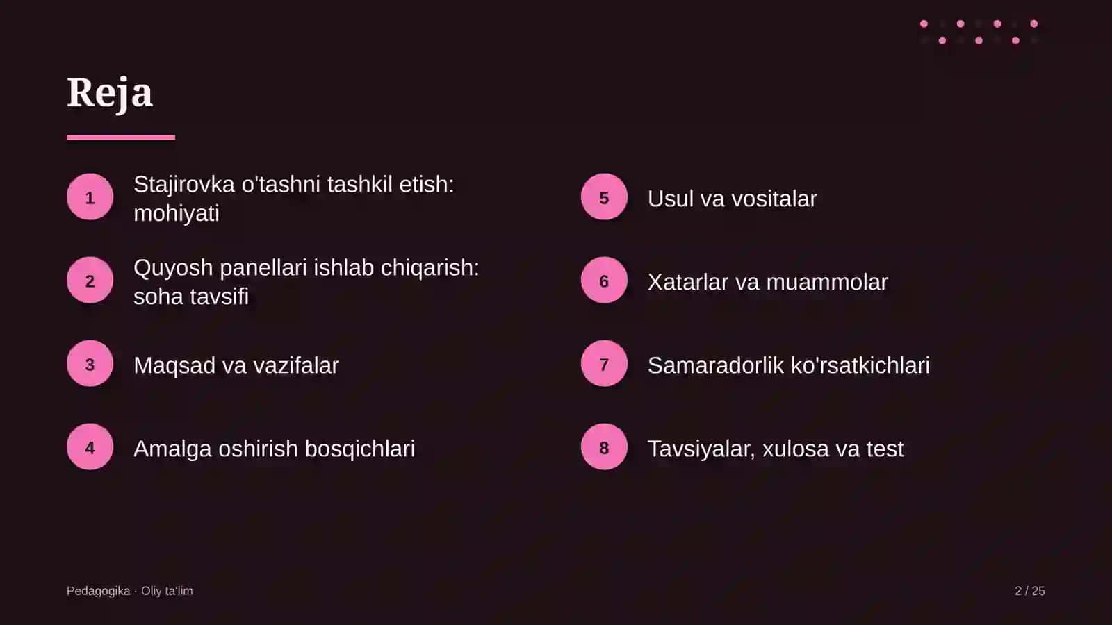 quyosh panellari ishlab chiqarishda stajirovka o'tashni tashkil etish 7491 2