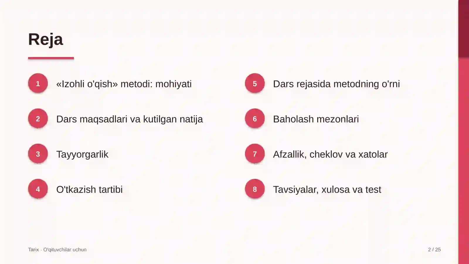tarix darslarida izohli o'qish metodidan foydalanish 6550 2