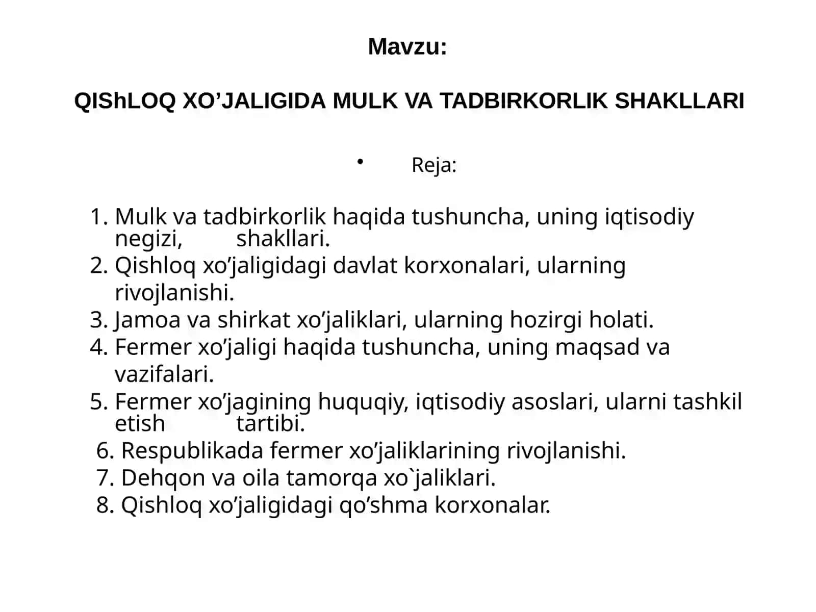 QIShLOQXO’JALIGIDAMULKVATADBIRKORLIKSHAKLLARI 2