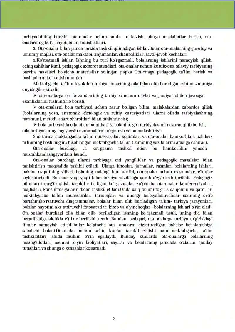 Maktabgacha ta’lim yosh avlodning porloq kelajagi sari birinchi pog’onasi bo’lishi mumkin 2