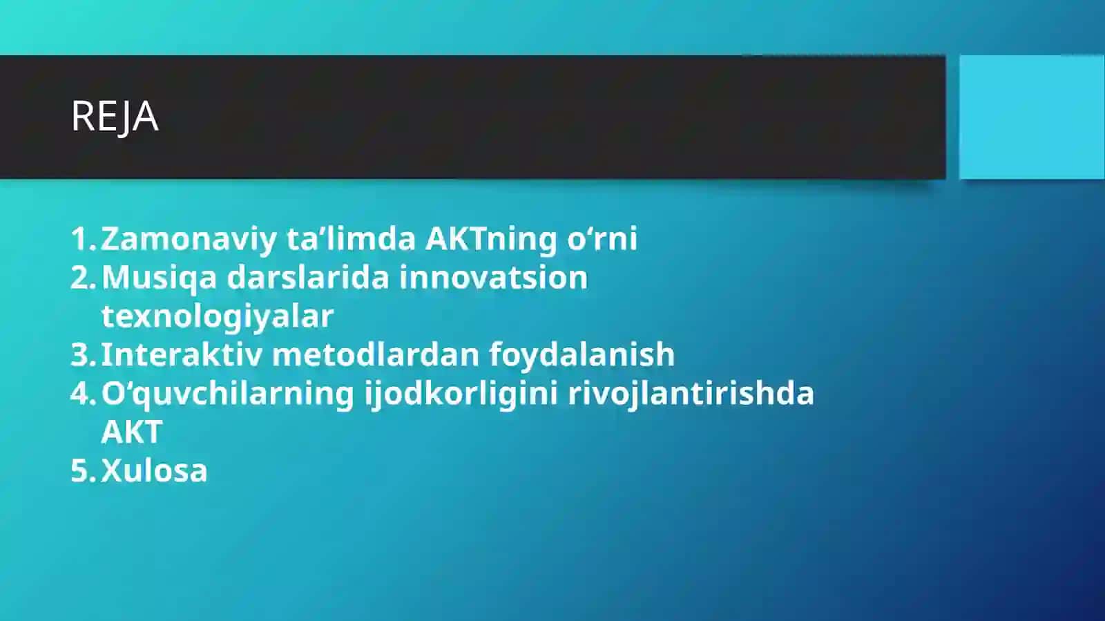 Musiqa madaniyati darslarida AKTdan foydalanish mavzusida slayd taqdimot 2