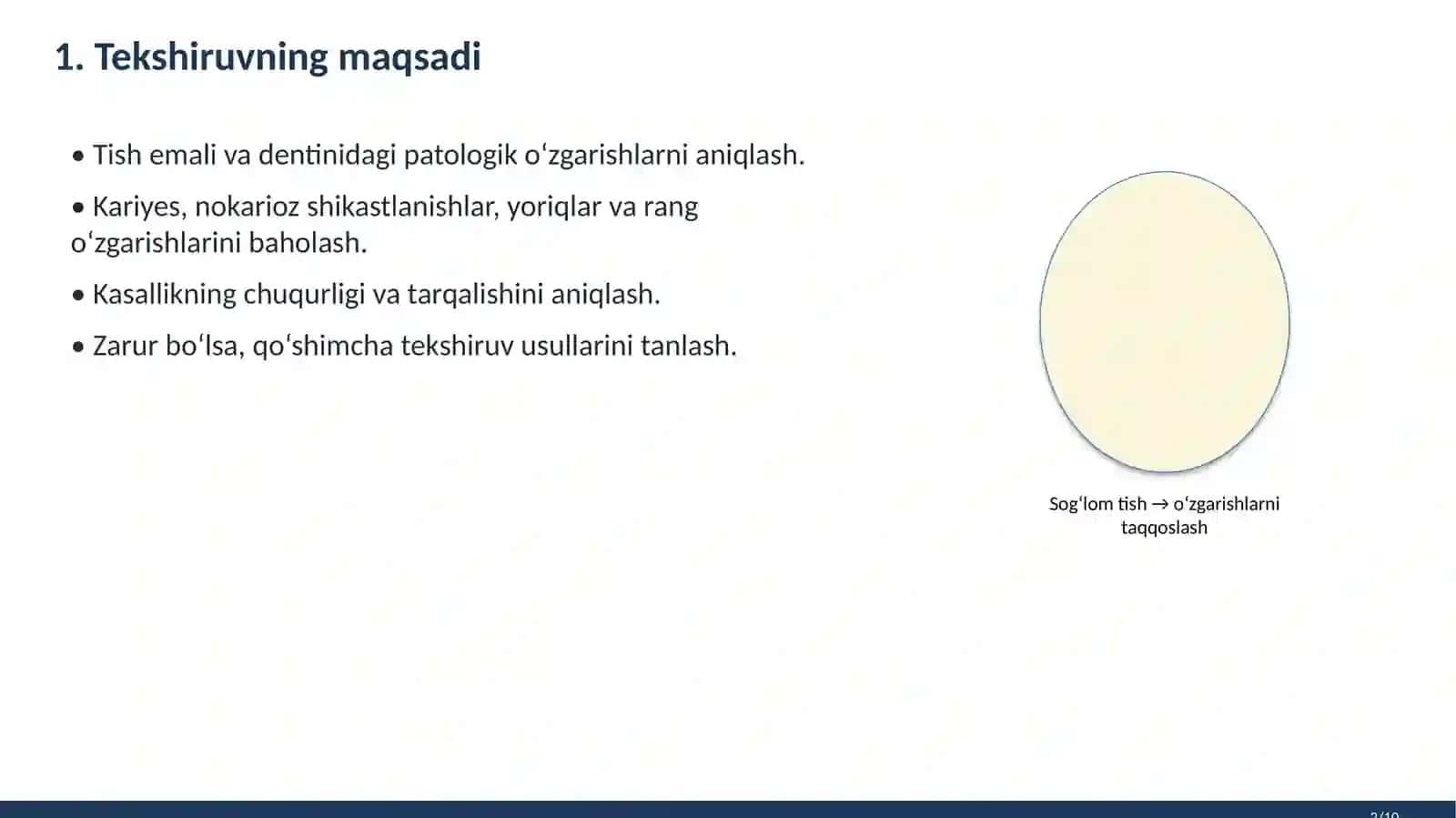 Tish qattiq toqimasi kassaliklarida asosiy tekshirish usullari 2