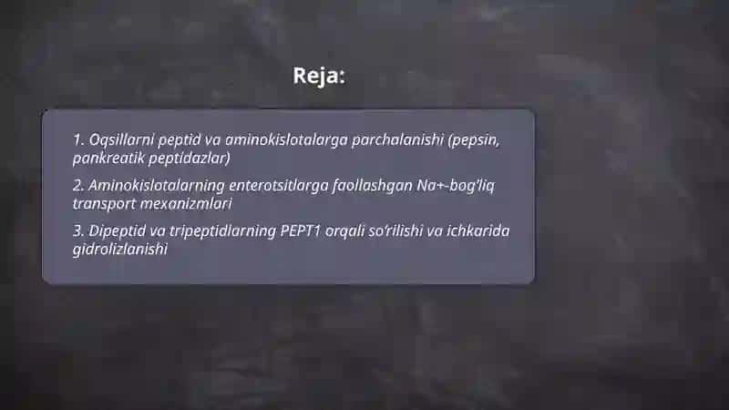 Oziq moddalar qonda so'rilish mekhanizmi 2