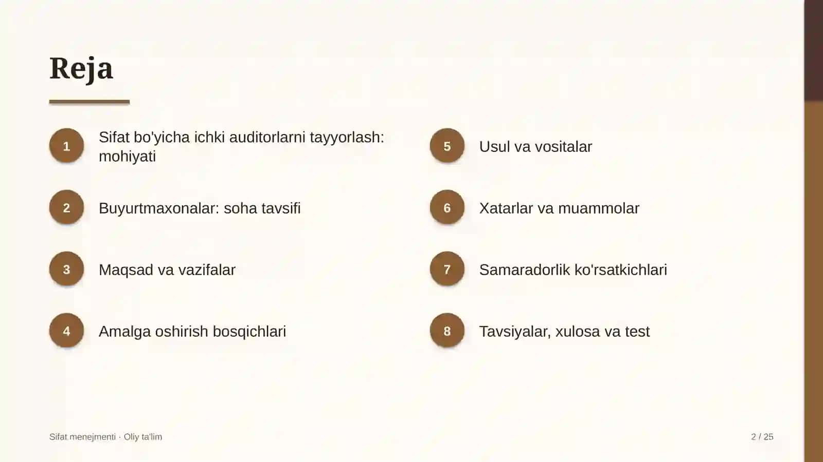 buyurtmaxonalarda sifat bo'yicha ichki auditorlarni tayyorlash 9971 2