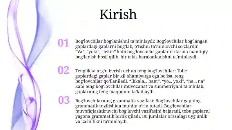 BogʻLangan QoʻShma Gapni Tashkil Etishda Teng BoʻGʻLovchilarning RoʻLi 2