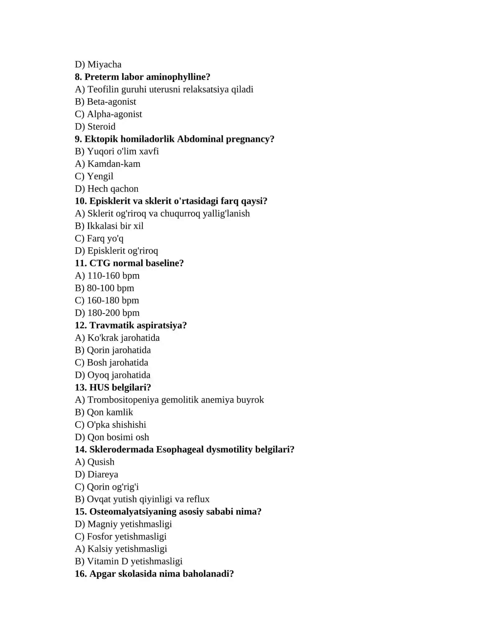 Tibbiyot testlari DOCX 2