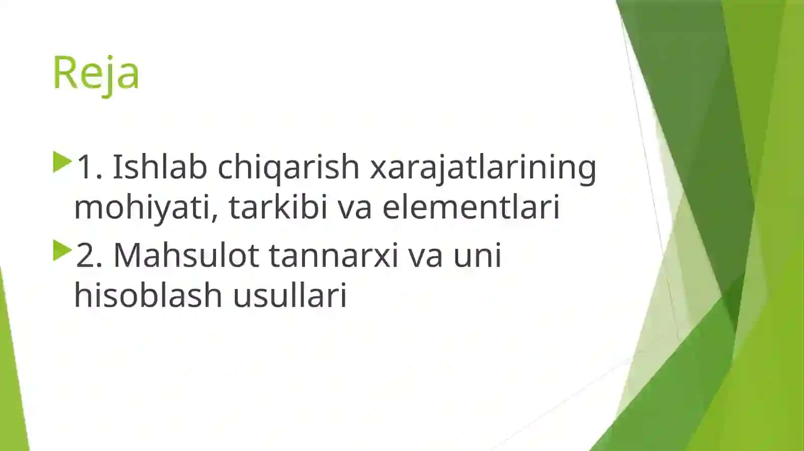 Kichik biznes va tadbirkorlik sub’ektlarida ishlab chiqarish xarajatlari va mahsulot tannarxi tahlili 2