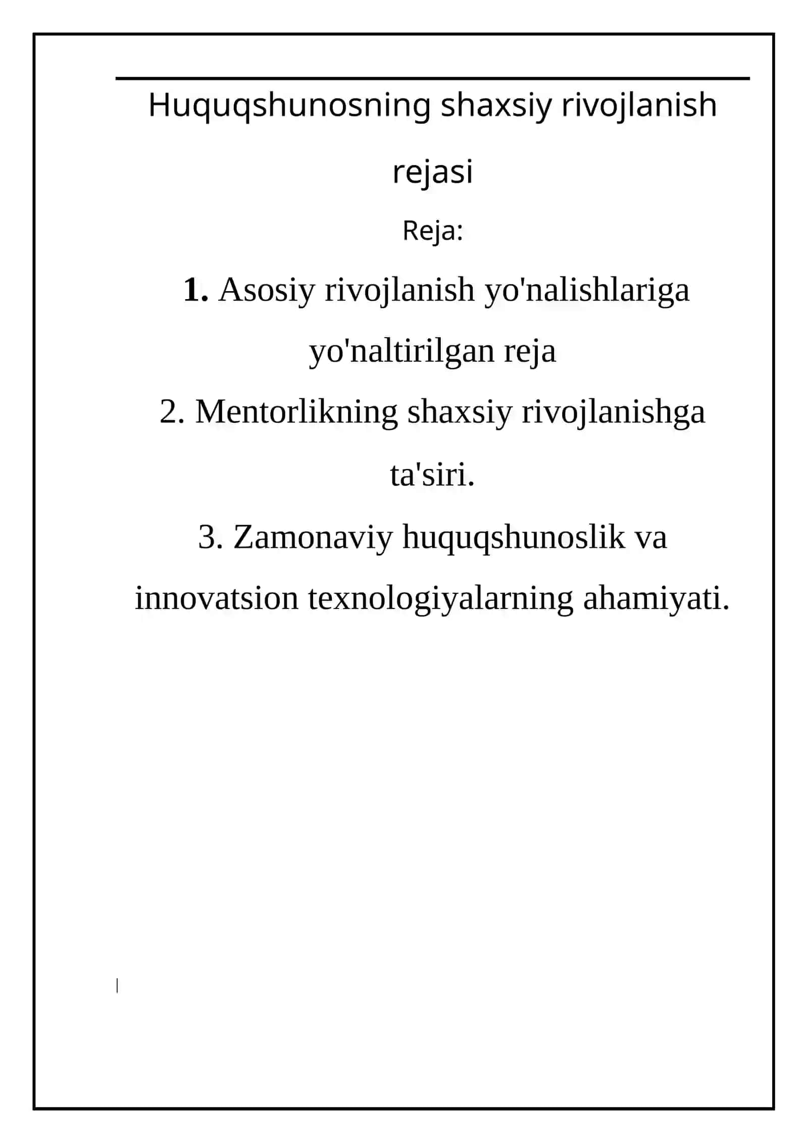 Shaxsiy rivojlanish rejasi 2