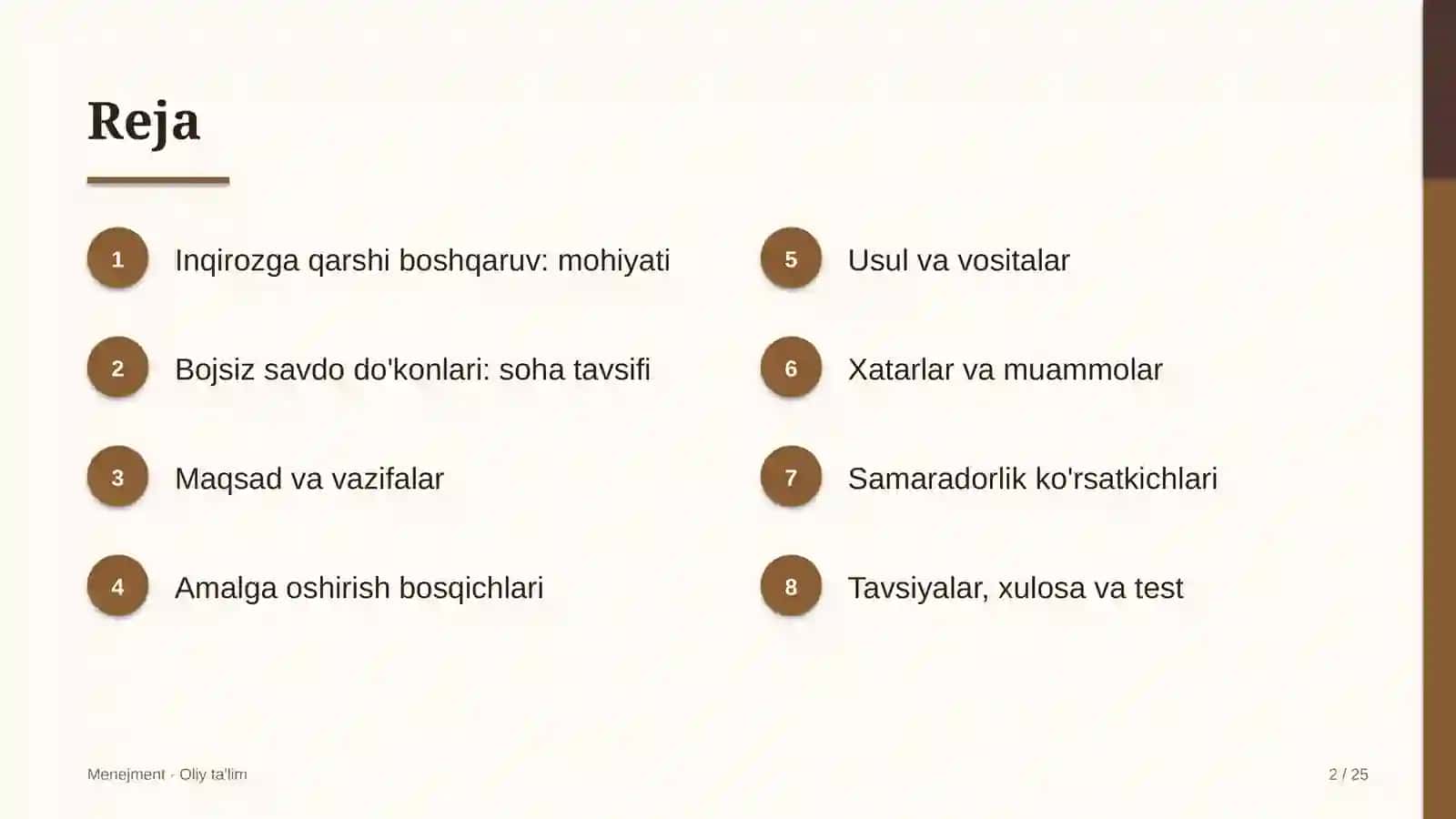 Bojsiz savdo do'konlarida inqirozga qarshi boshqaruv 2