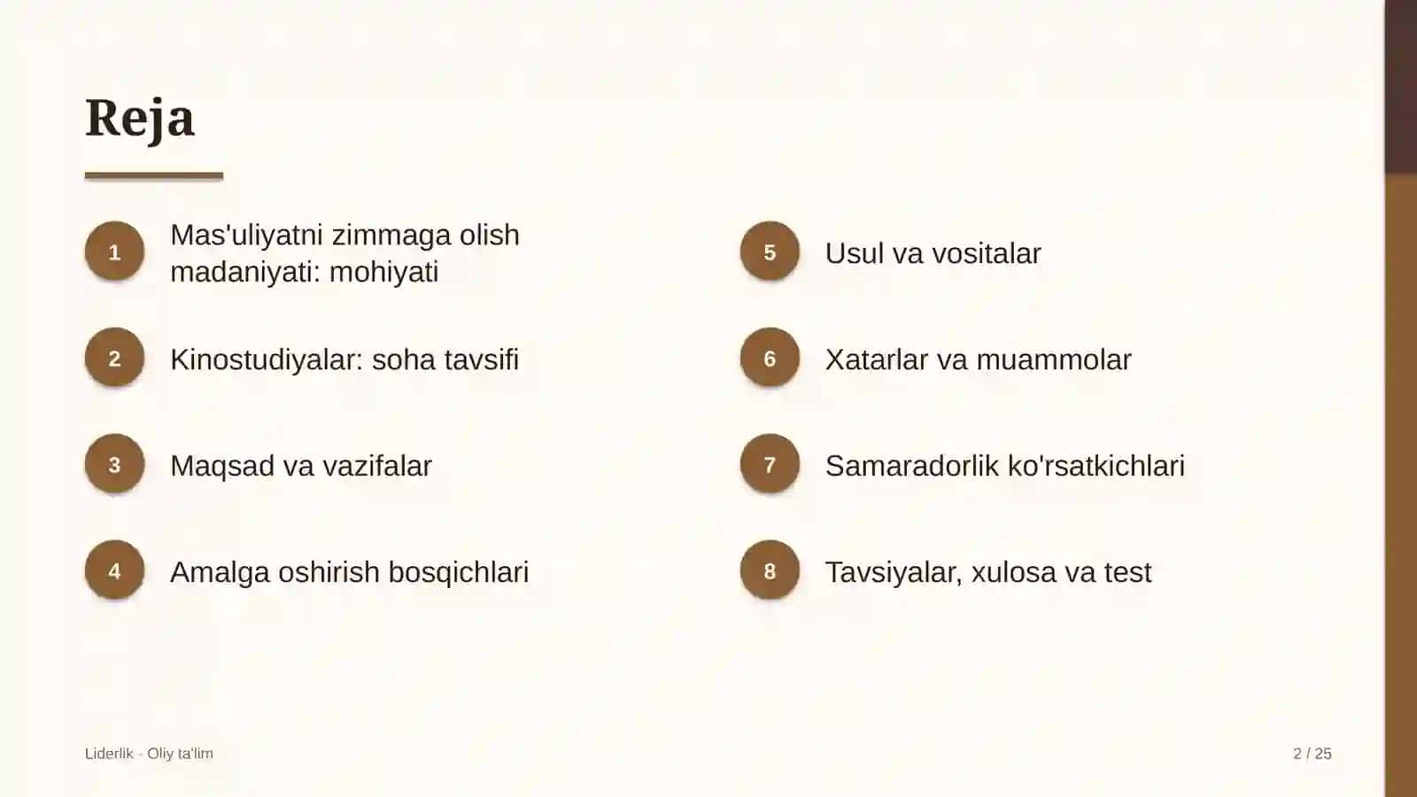 Kinostudiyalarda mas'uliyatni zimmaga olish madaniyatini shakllantirish 2