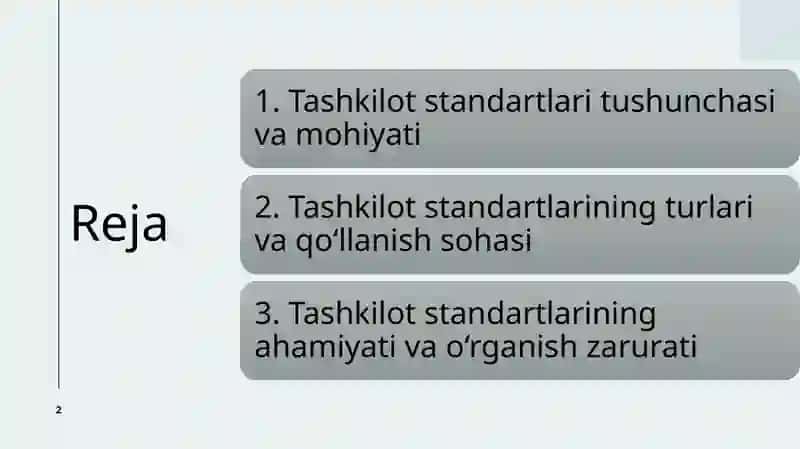Tashkilot standartlarini organish 2
