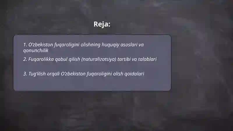 O’zbekiston Respublikasi fuqaroligini olish va yo’qotish va uni tugatish 2
