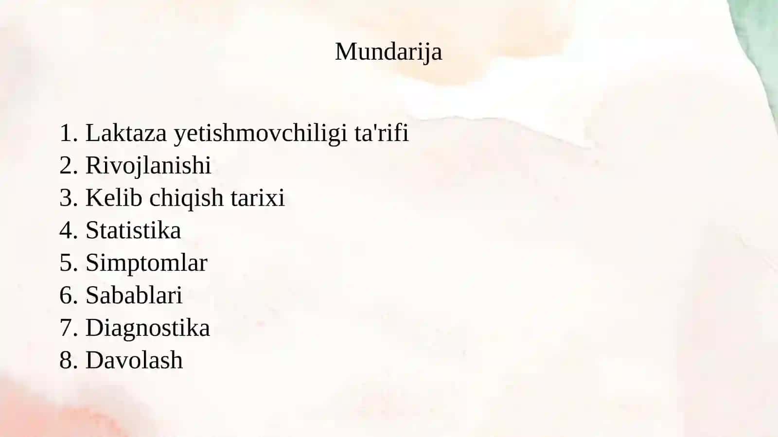 Laktaza yetishmovchiligi va uning klinikasi 2