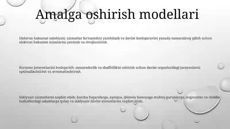 Elektron Hukumat " Loyhalarini Amalga Oshirish Mehanizmi 2