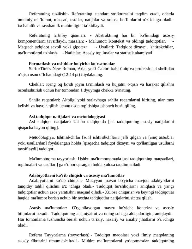 Referat Tayyorlash 2