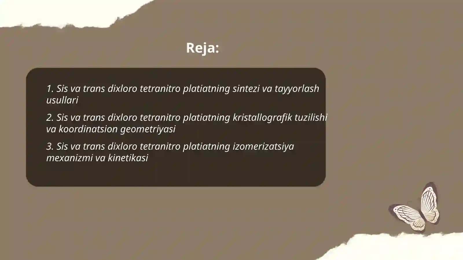Sis va trans dixloro tetranitro platiatning sintezi va tayyorlash usullari 2