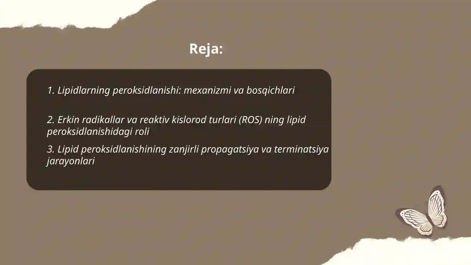 Lipidlarning peroksidlanishi va hujayra shikastlanishi patogenezidagi ahamiyati 2
