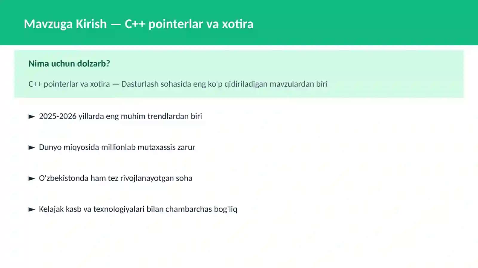 C++ VA TIZIM DASTURLASH 2