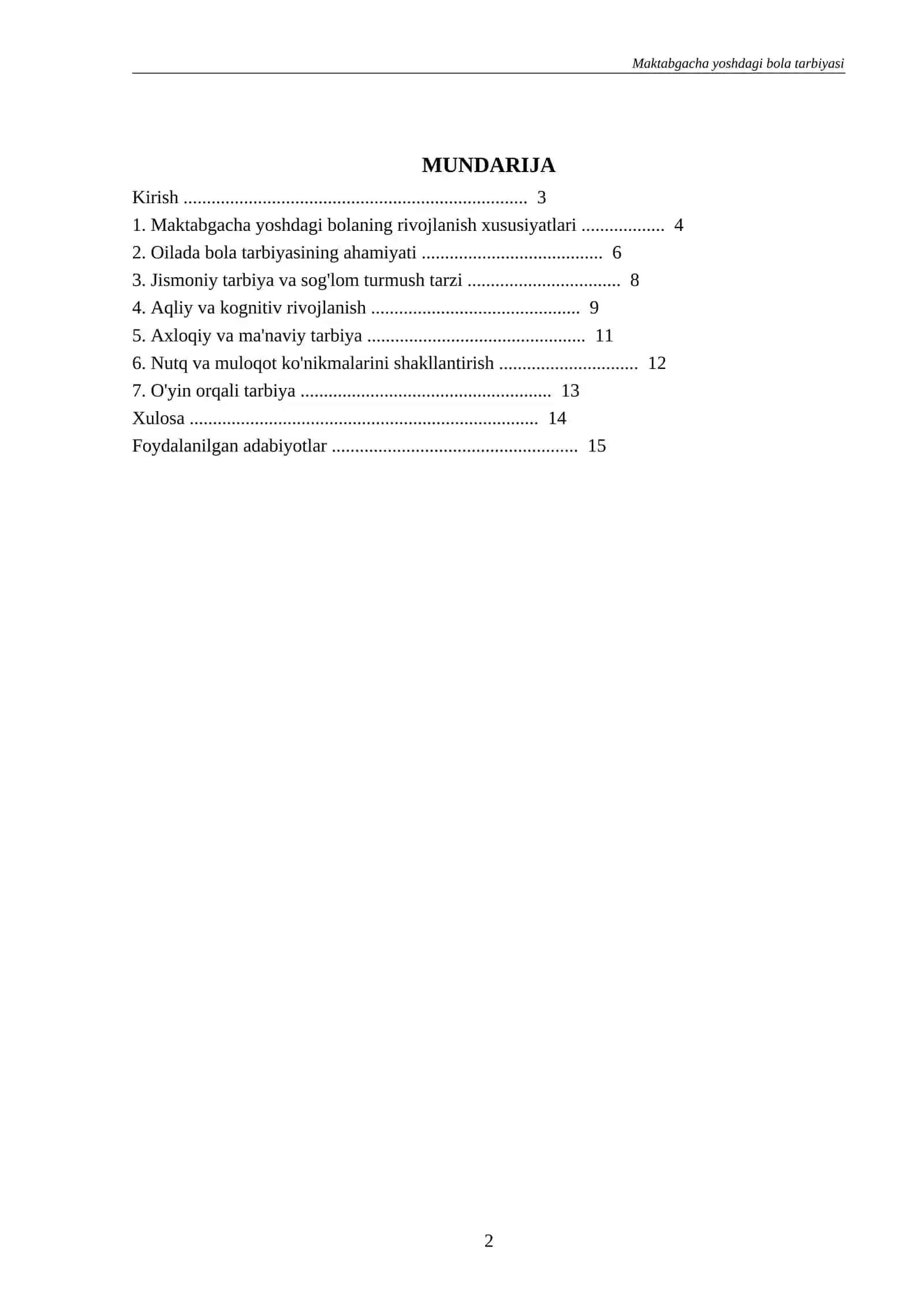 Bola tarbiyasi 2